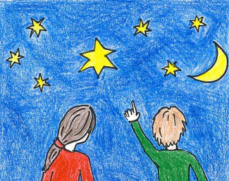 Kinderbild mit Sternen