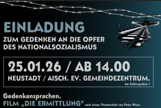 Plakat mit Infos zur Veranstaltung Die Ermittlung
